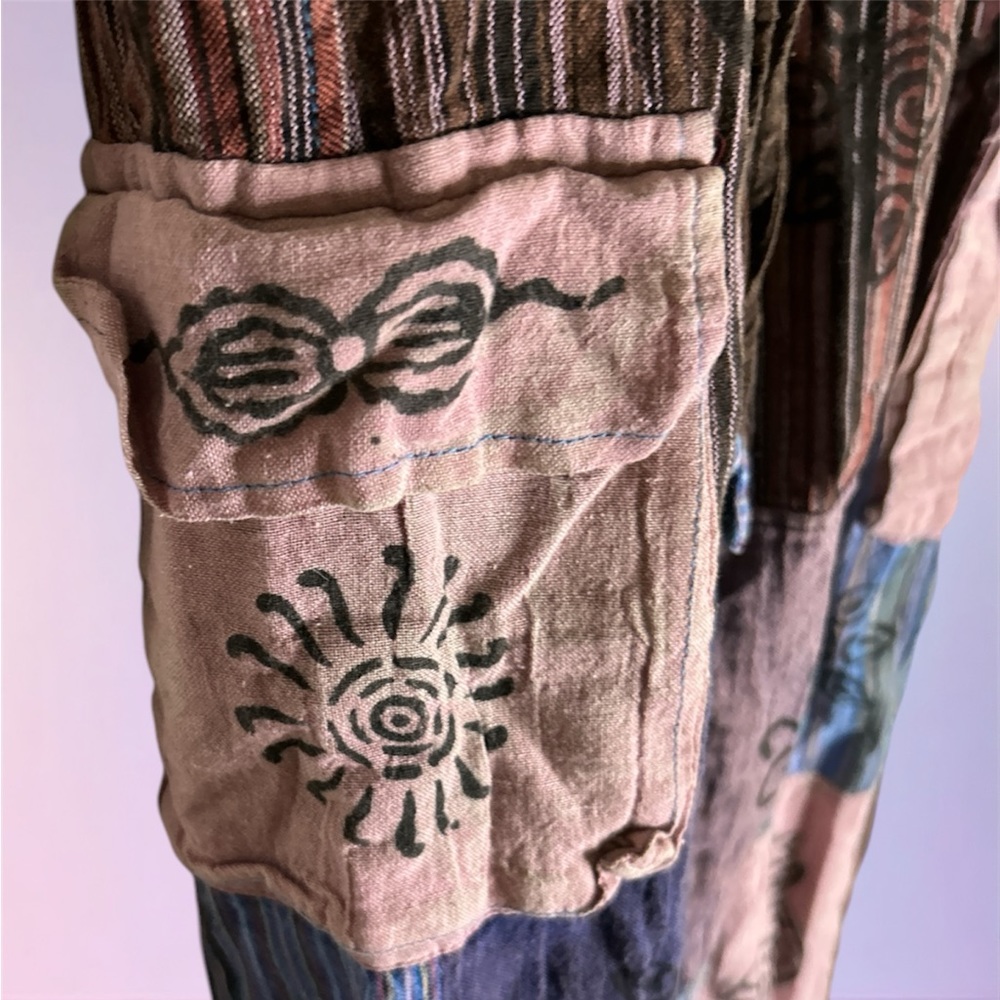 Karma Handicrafts Patchwork Unisex Hippie Gypsy Cotton Festival Pants . PreLoved - Picture 6 of 8